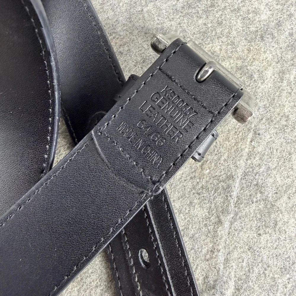 King Size Mens Black Genuine Leather Belt Double Prong Buckle 64/66 KS00557
